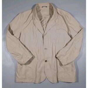 Duluth Chore Coat Mens XL Khaki Button Front Elbow Patches